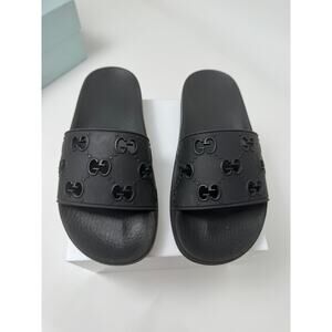 Women's Gucci Black Rubber GG Slides Size 36